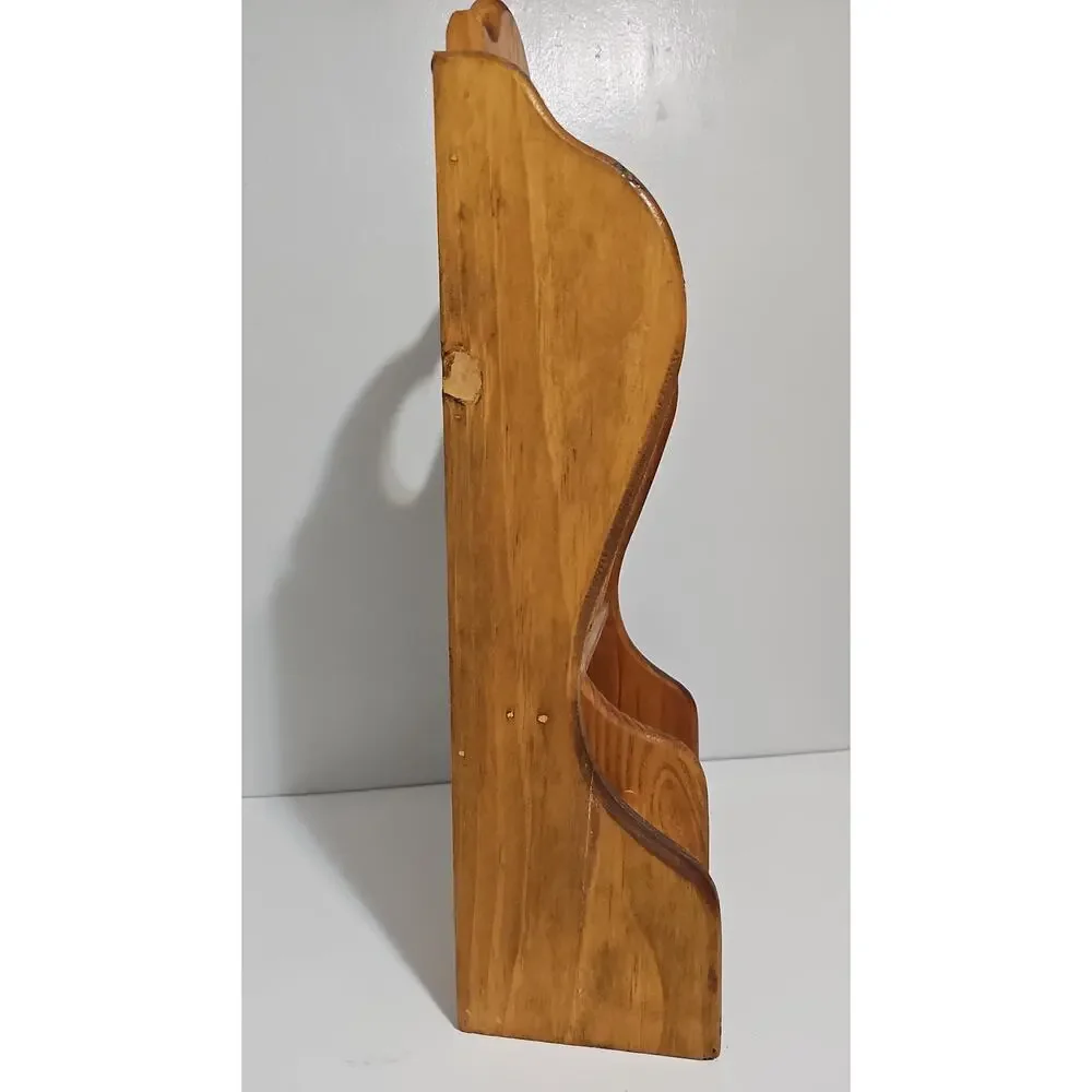 Vintage Wooden Bathroom Wall Organizer Heart Toilet Paper Holder Magazine Rack